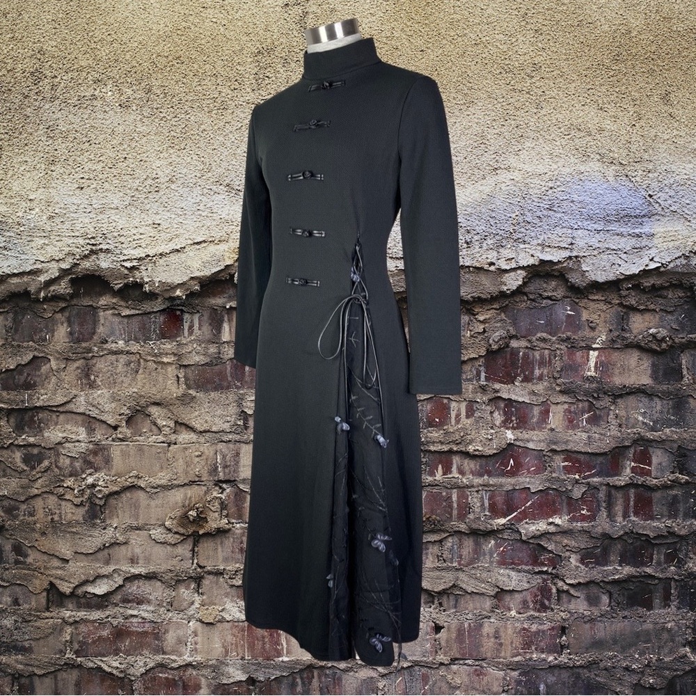 Elegant Gothic Goth Chinese Style Long Sleeve Slim Black Dress